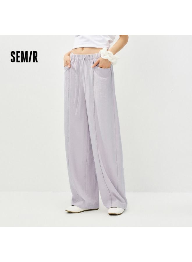 Semir Women's Casual Spring Lace Trim Textured Loose Wide-leg Pants Milk Puff Pants 109126127003 - Image 1