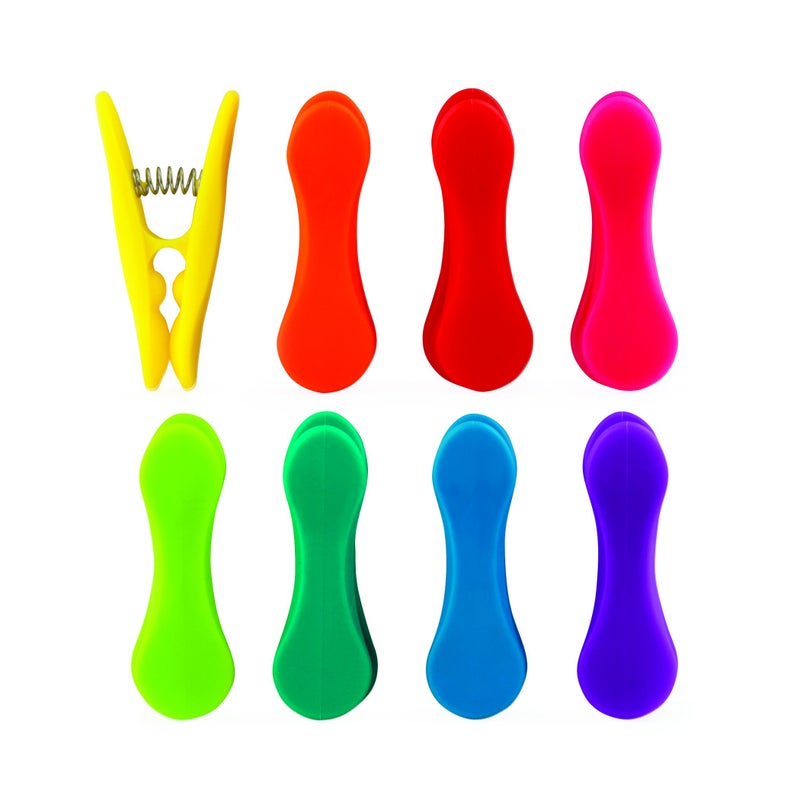 KIKKERLAND Kikkerland Rainbow Bag Clips Set of 8 Multicolor 