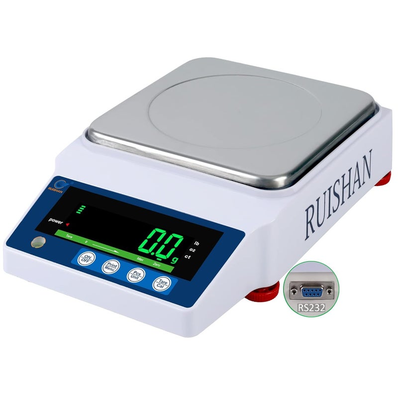 RUISHAN Large Range 10kg x 0.1g Precision Lab Balance Scale Grain/Gram Scale Scientific Scale Calibrated Scale Industrial Laboratory Weighing and Counting Scale Table Top Scale | for Lab, Jewelry - Image 1