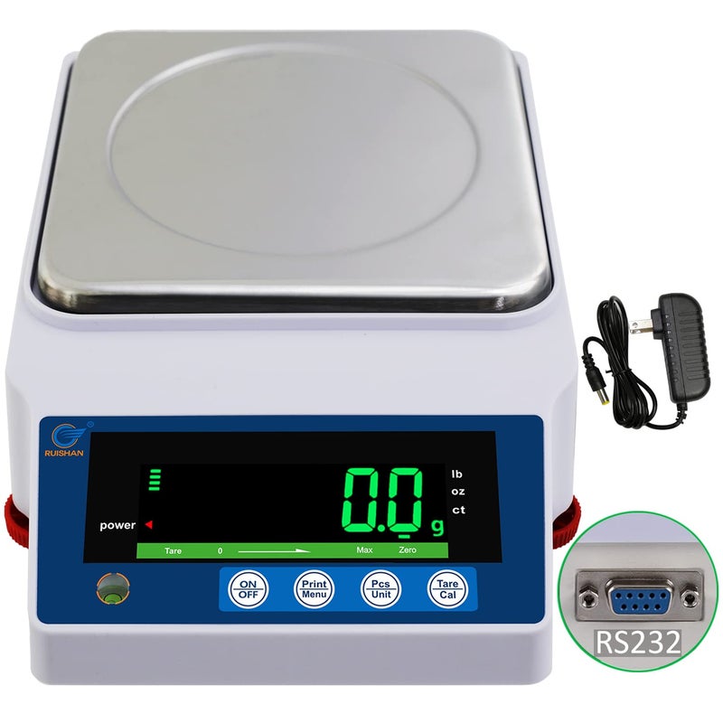 RUISHAN Large Range 10kg x 0.1g Precision Lab Balance Scale Grain/Gram Scale Scientific Scale Calibrated Scale Industrial Laboratory Weighing and Counting Scale Table Top Scale | for Lab, Jewelry - Image 2