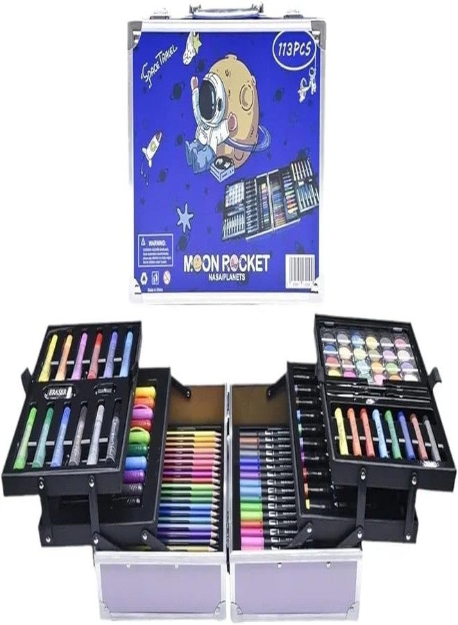 LEROKAS 133pcs 3 Layer Art Painting trunk for kids Art Set Box & Drawing Kit with Crayons, Oil Pastels, Colored Pencil Deluxe Gift Art Suitcase Color Box for Kids and adult 3 4 5 6 7 8 9 Gift - Image 1
