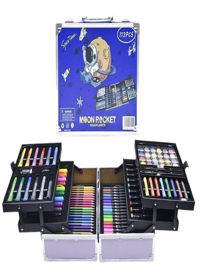 LEROKAS 133pcs 3 Layer Art Painting trunk for kids Art Set Box & Drawing Kit with Crayons, Oil Pastels, Colored Pencil Deluxe Gift Art Suitcase Color Box for Kids and adult 3 4 5 6 7 8 9 Gift - Image 3