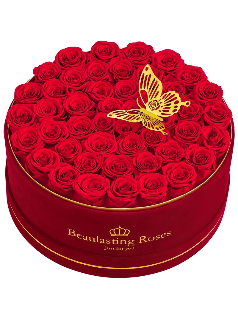 Beaulasting 47Piece Forever Flowers Roses in a Box Preserved Roses for Her Mothers Day Birthday Flowers for Her Mom Women Wife Valentines Day Red