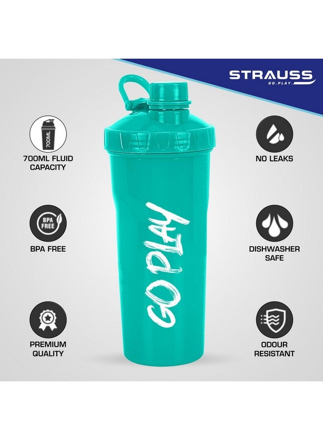 STRAUSS Aqua Shaker Bottle | 100% Bpa- Free | Leakproof Shaker For Protein Shake |Ideal Pre-Post Workout Shake|Blender Bottle For Smoothies & Shakes | Ideal For Both Men And Women | 700Ml,(Aqua Green) - Image 2