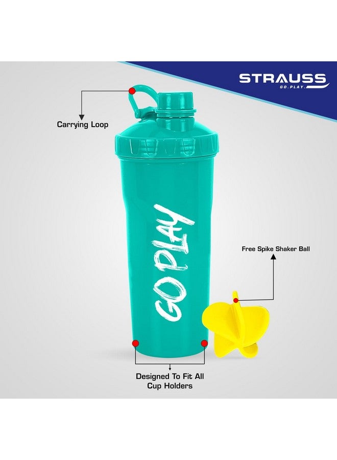 STRAUSS Aqua Shaker Bottle | 100% Bpa- Free | Leakproof Shaker For Protein Shake |Ideal Pre-Post Workout Shake|Blender Bottle For Smoothies & Shakes | Ideal For Both Men And Women | 700Ml,(Aqua Green) - Image 3