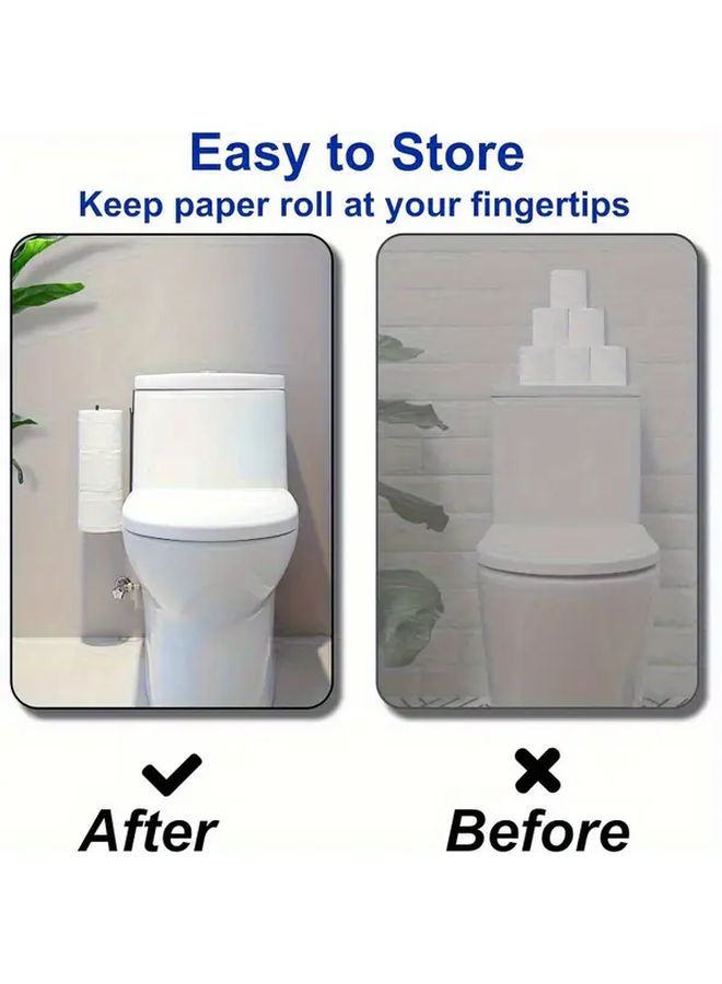 Black Iron No Drill Self Adhesive Toilet Paper Holder With Towel Bar Wall Mounted - Image 3
