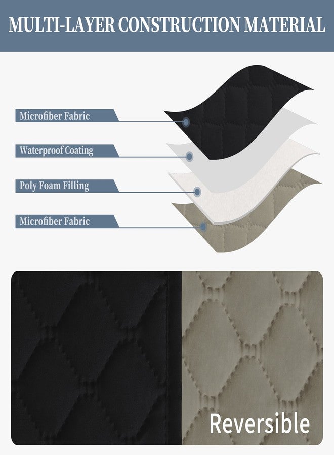 أغطية كراسي وأرائك ISSUNTEX مزدوجة الحماية، مقاومة للماء بنسبة 100%، مناسبة لغرفة المعيشة، أغطية للأرائك والكراسي، غطاء أريكة قابل للعكس لحماية الأثاث، مناسب للكلاب والحيوانات الأليفة والأطفال (كرسي، أسود/بيج) - Image 4