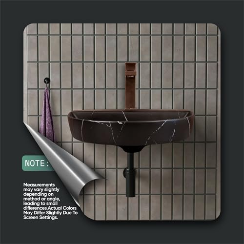 MAHISRE Premium Wall Hung Ceramic Wash Basin For Bathroom | Modern Space-Saving Wall-Mounted Bathroom Sink for Homes, Hotels & Offices (18 x 13 x 5.5 Inch) (Black White Strip) - Image 5