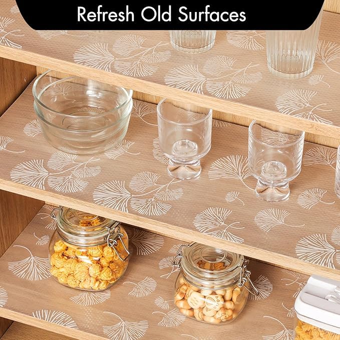 ElastPro (45 cm X 1.5 m) Printed Shelf Liners for Kitchen Shelves, Drawer Mat, Shelf Liner, Fridge Mats, Kitchen Cabinet Drawer Mat Liner Sheets (Ginkgo Leaf Dot Print) - Image 3