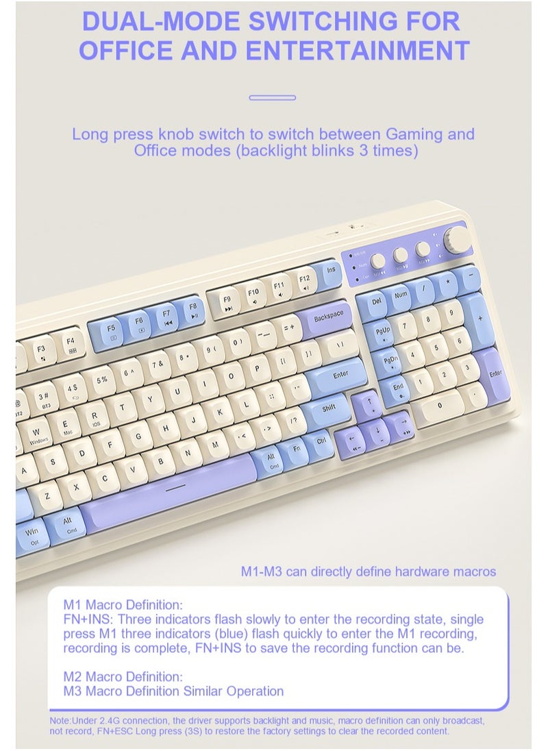 S99 Keys Creamy Gaming Keyboard, Tri-Mode Bluetooth/2.4GHz/USB-C Retro Keyboard with NumberPad RGB Backlit, Media Knob Programmable Membrane Computer Keyboard - pzsku/Z8FD20511062E182FC178Z/45/_/1724770603/9328a881-fcbf-4055-8a30-757fd0f096cd