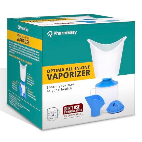 PharmEasy All in One Steam Vaporizer machine for Cold and Cough with Nozzle Inhaler, Facial Sauna and Facial Steamer Machine for Adults and Kids - Image 1