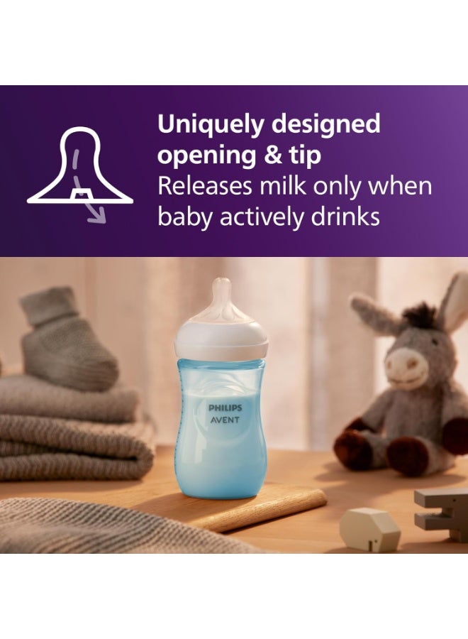 Philips Philips Avent Natural Baby Bottles with Natural Response Nipples (Medium Flow, Flow 3), 9oz, Blue, 4-Pack, SCY903/24 - Image 2