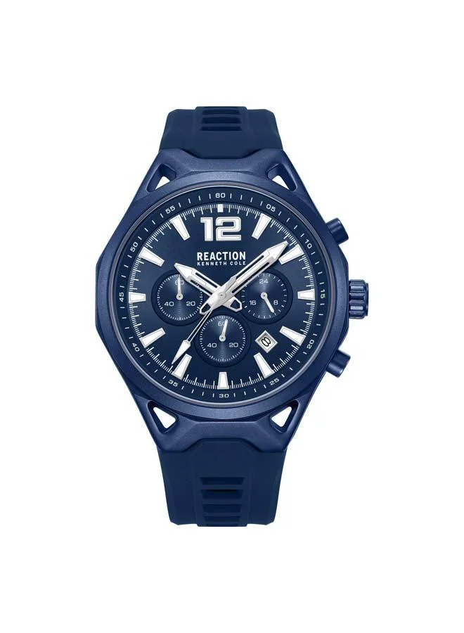 Kenneth Cole Reaction Blue Dial Blue Silicone Strap Chronograph Watch for Men, 45mm