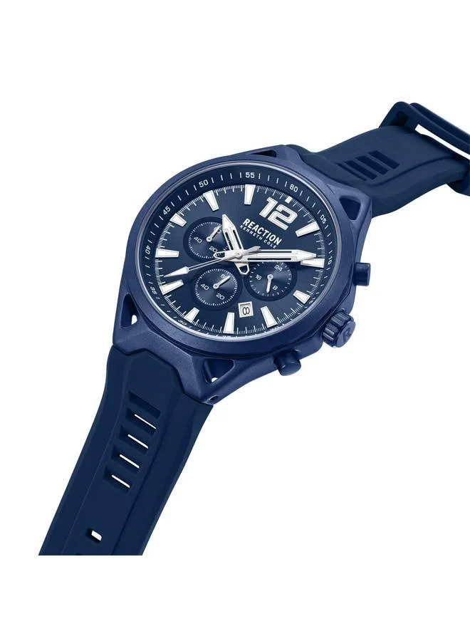 Kenneth Cole Reaction Blue Dial Blue Silicone Strap Chronograph Watch for Men, 45mm