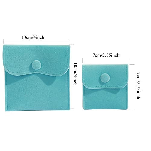 Hsiwto Pack of 10 Velvet Jewelry Pouch Storage Bags Portable Jewelry Gift Bag With Snap Button Small Blue - Image 3