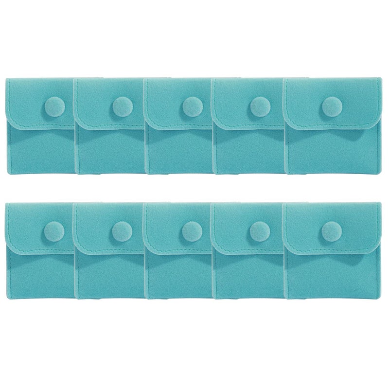Hsiwto Pack of 10 Velvet Jewelry Pouch Storage Bags Portable Jewelry Gift Bag With Snap Button Small Blue - Image 2