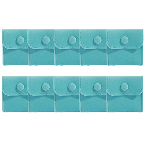 Hsiwto Pack of 10 Velvet Jewelry Pouch Storage Bags Portable Jewelry Gift Bag With Snap Button Small Blue - Image 1