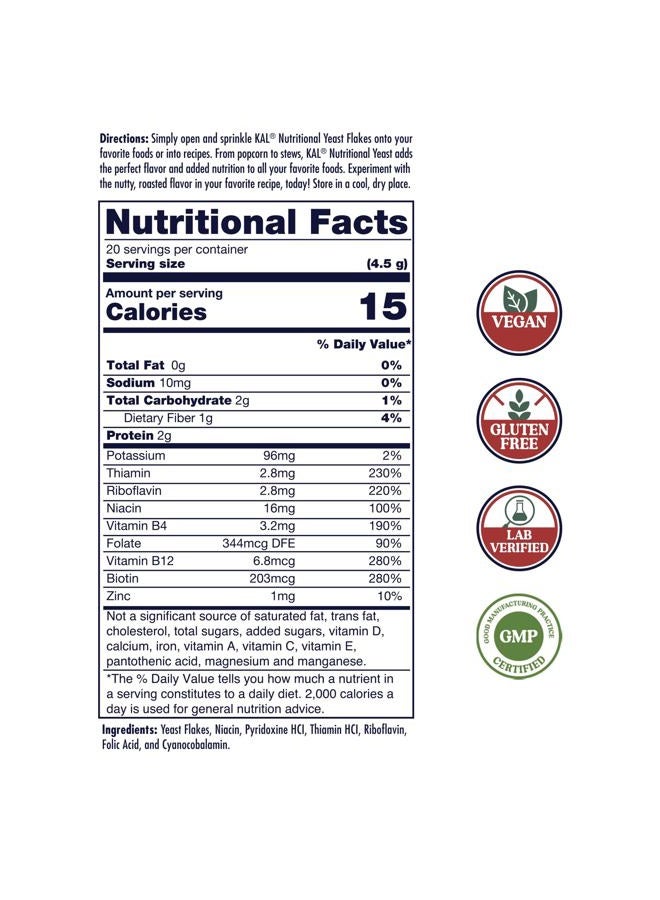 Kal Nutritional Yeast Flakes, 3.1 Oz - Image 2