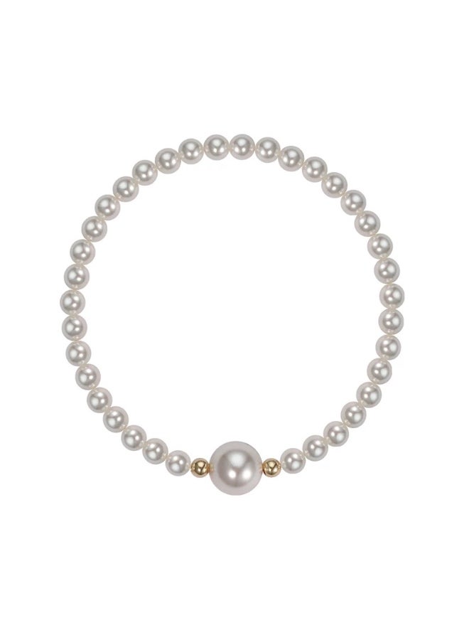 LUSTRE Elegant and Modern Bracelet Bangle (18.6cm), Natural pearl paired with 18K gold - Image 1
