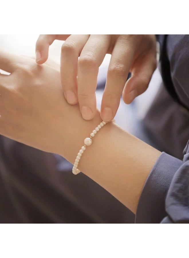 LUSTRE Elegant and Modern Bracelet Bangle (18.6cm), Natural pearl paired with 18K gold - Image 3