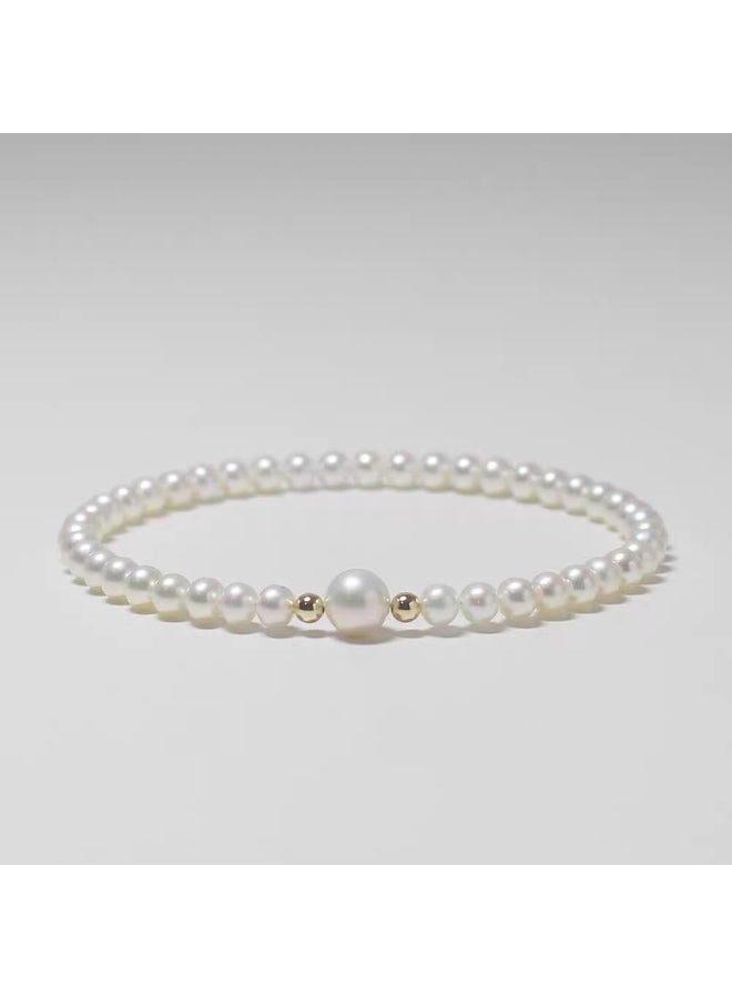 LUSTRE Elegant and Modern Bracelet Bangle (18.6cm), Natural pearl paired with 18K gold - Image 4