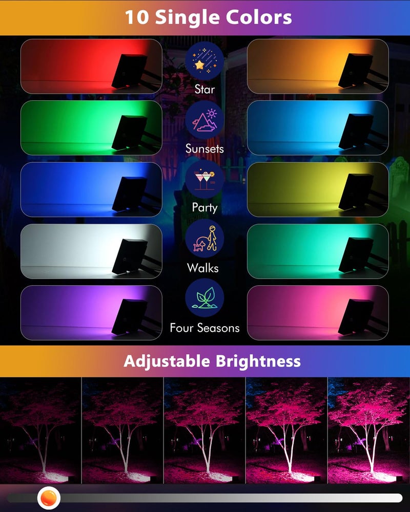 MEIKEE 25W AC120V RGB LED Flood Lights, 2500LM 250W Equivalent RGB Color Changing LED Floodlights with Plug, IP66 Waterproof Outdoor Indoor Dimmable Wall Flood Lights Party Stage Lights (4 Pack) - Image 2