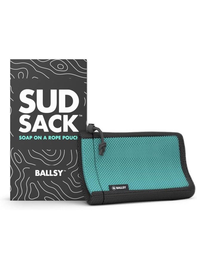 Ballsy Handy Shower Tool - Sud Sack Soap Pouch, Exfoliating Sponge for Baths and Showers - Compatible with Related Bars, Blue - Image 1