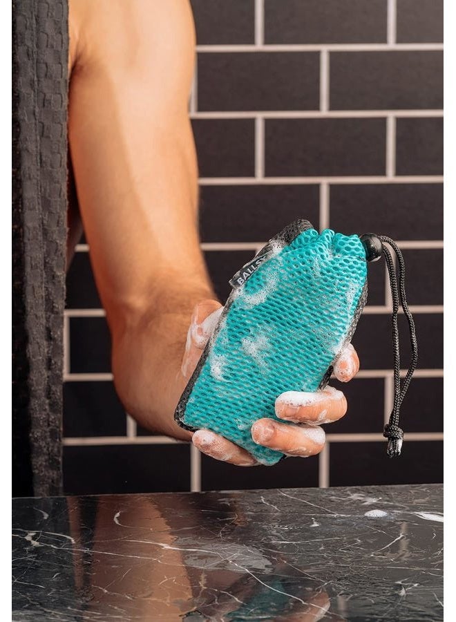 Ballsy Handy Shower Tool - Sud Sack Soap Pouch, Exfoliating Sponge for Baths and Showers - Compatible with Related Bars, Blue - Image 5