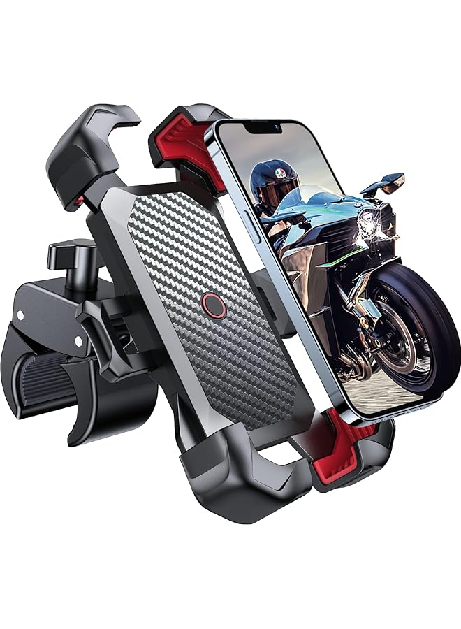 Green Tiger Generic Motorcycle Phone Mount, Bike Phone Holder for Handlebar【Ultra-Stable & 1s Security Lock】 Bicycle Phone Mount Cell Phone Clamp for Scooter ATV/UTV, Fit for iPhone & All Phones 4.7-7"" (Black)