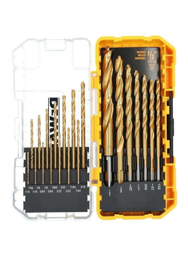DEWALT Titanium Nitride Coated Drill Bit Set, Pilot Point, 21-Piece (DW1361) - Image 1