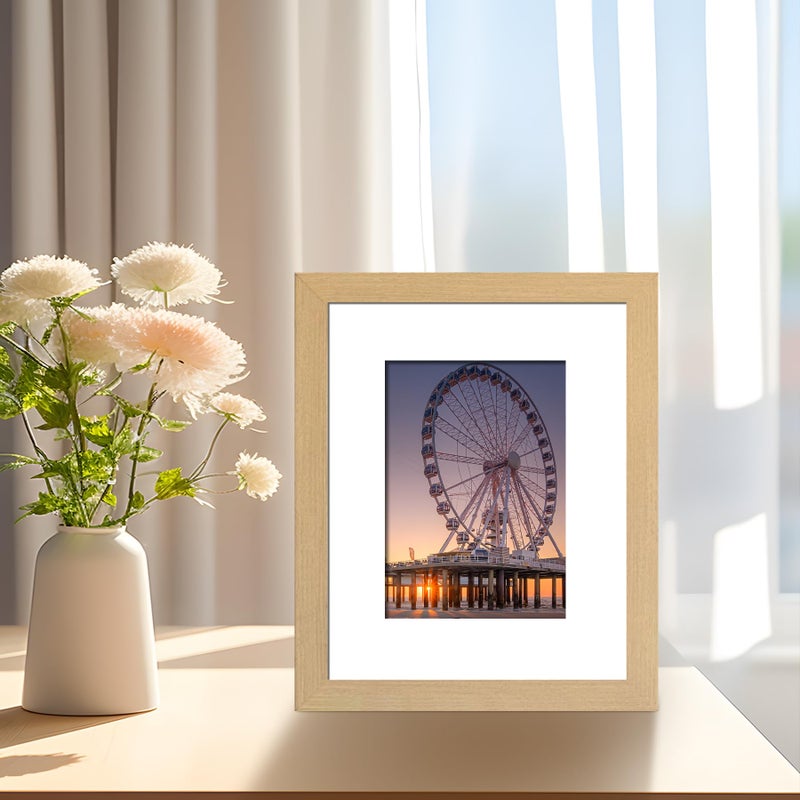 BESCRCL 8x10 Picture Frame Natural Set of 6  Display Pictures 5x7 with Mat or 8x10 Without Mat for Wall Mounting or TableTop - Image 2