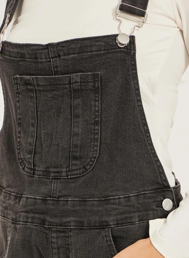 Styli Denim Front Pocket Short Dungaree Romper