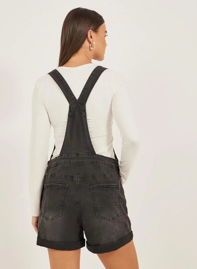 Styli Denim Front Pocket Short Dungaree Romper