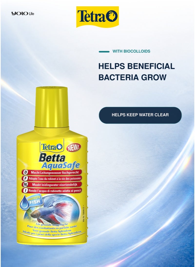 تترا Tetra Betta AquaSafe منقي مياه (100 مل)، مكيف مياه، علاج لحوض السمك، معادلة الكلور لأحواض سمك البيتا، الأحواض النانو، أحواض السمك - Image 3