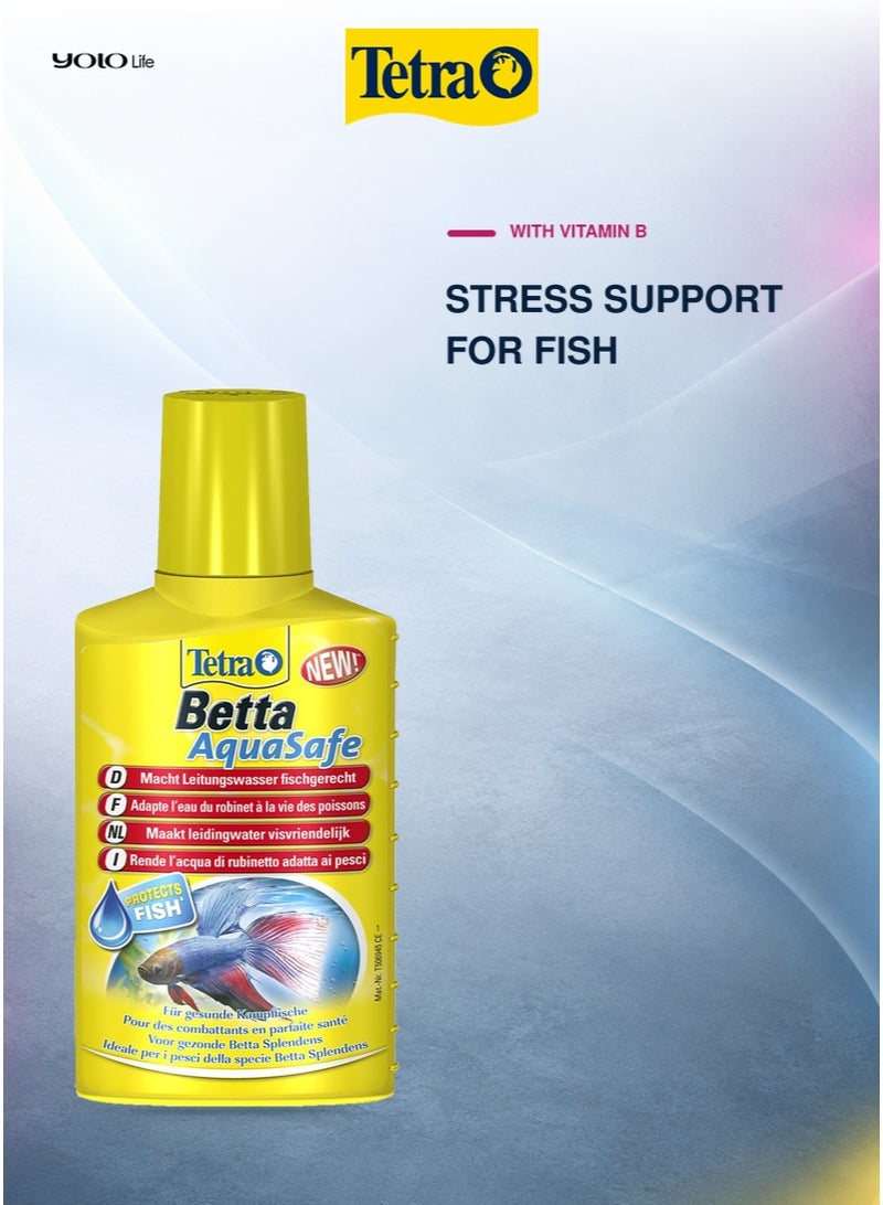 تترا Tetra Betta AquaSafe منقي مياه (100 مل)، مكيف مياه، علاج لحوض السمك، معادلة الكلور لأحواض سمك البيتا، الأحواض النانو، أحواض السمك - Image 5