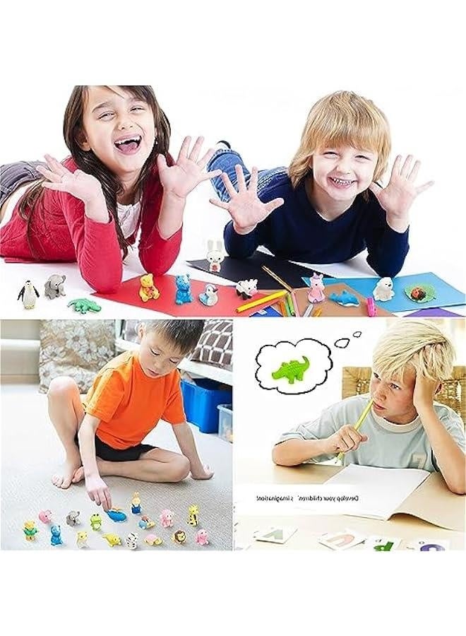 Generic 60Pcs Animal Erasers Desk Pets for Kids Pencil Bulk Puzzle Erasers Toys Gifts for Classroom Prizes,Game Reward,Treasure Box, Egg Fillers,Goodie Bag Stuffers,Party Favors  - Image 3