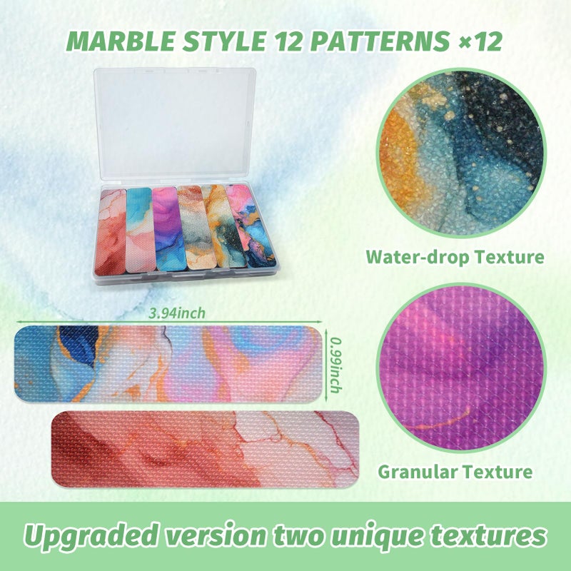 TOEMUR 72 Pieces Anxiety Sensory Stickers With Storage Box - Calming Stickers 2 Textured Surface - Fidget Strips For Office & Classroom Desk Adult & Teen Stress (Marble) - Image 2