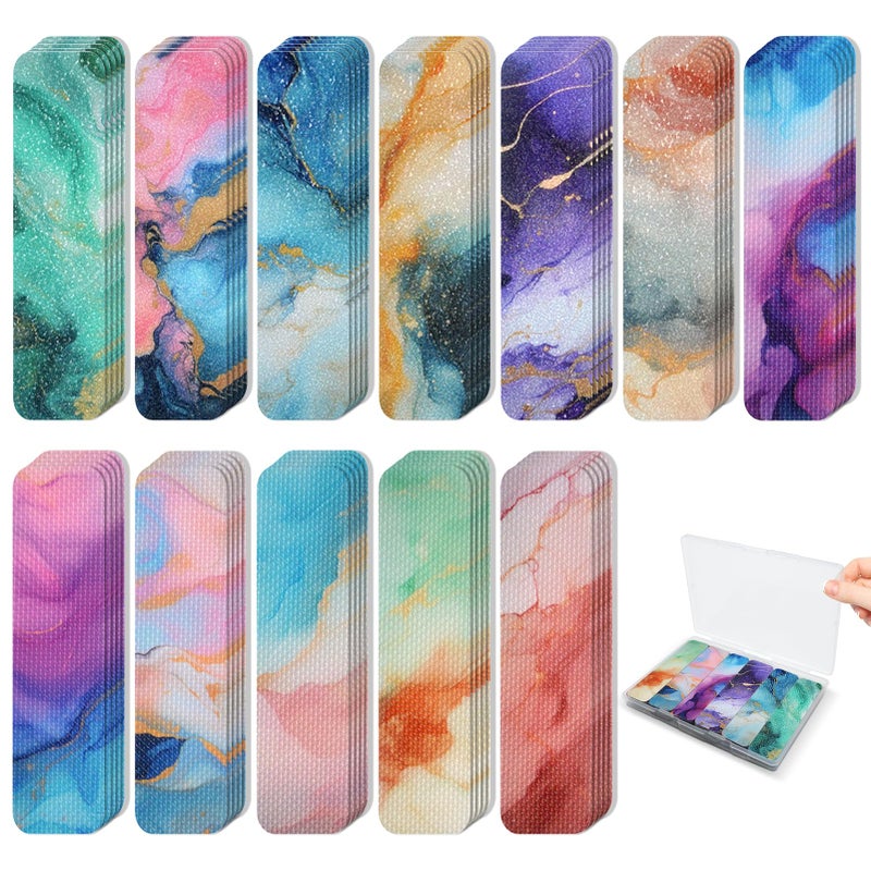 TOEMUR 72 Pieces Anxiety Sensory Stickers With Storage Box - Calming Stickers 2 Textured Surface - Fidget Strips For Office & Classroom Desk Adult & Teen Stress (Marble) - Image 1