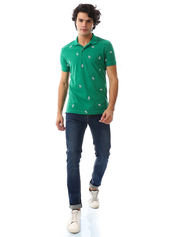 Andora Palms Vibes Pique Emerald Green Polo_Green  - Image 1