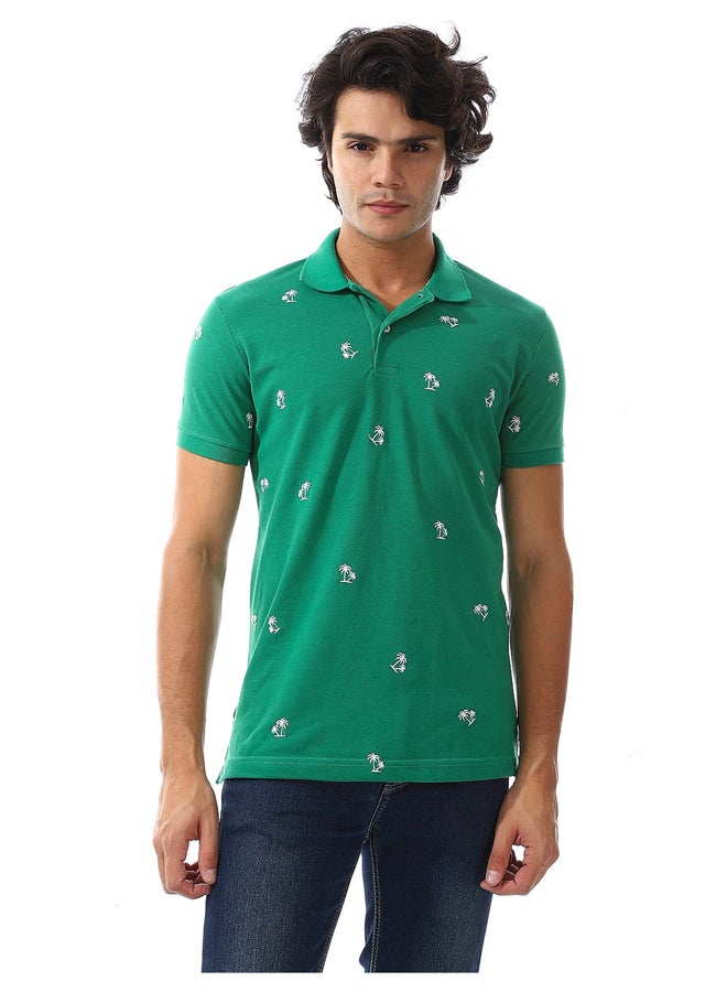 Andora Palms Vibes Pique Emerald Green Polo_Green  - Image 2