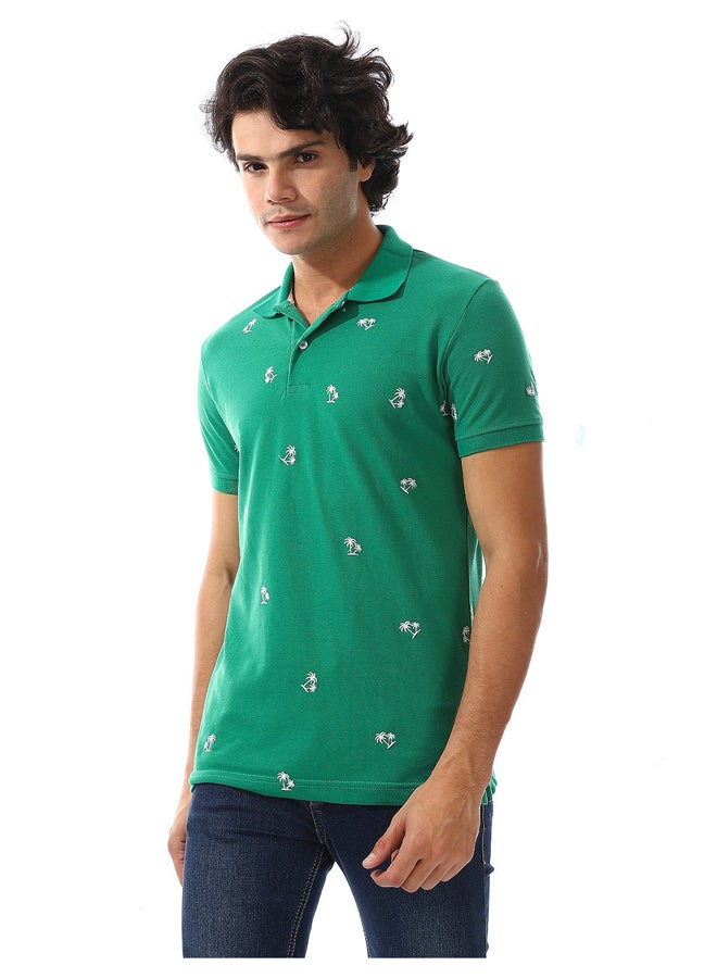 Andora Palms Vibes Pique Emerald Green Polo_Green  - Image 5