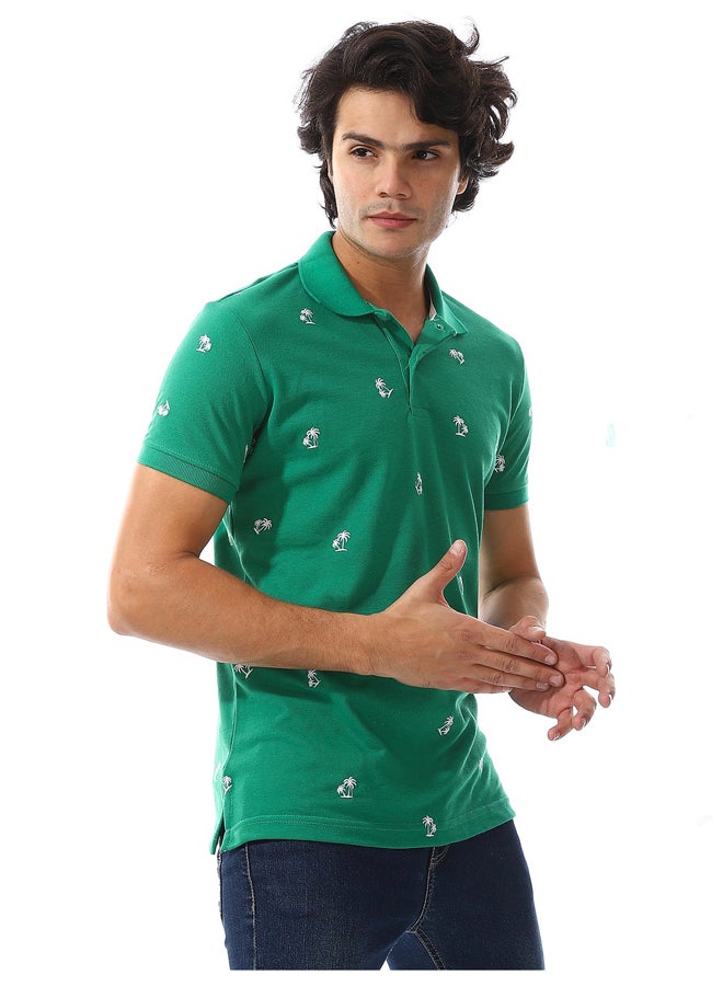 Andora Palms Vibes Pique Emerald Green Polo_Green  - Image 3