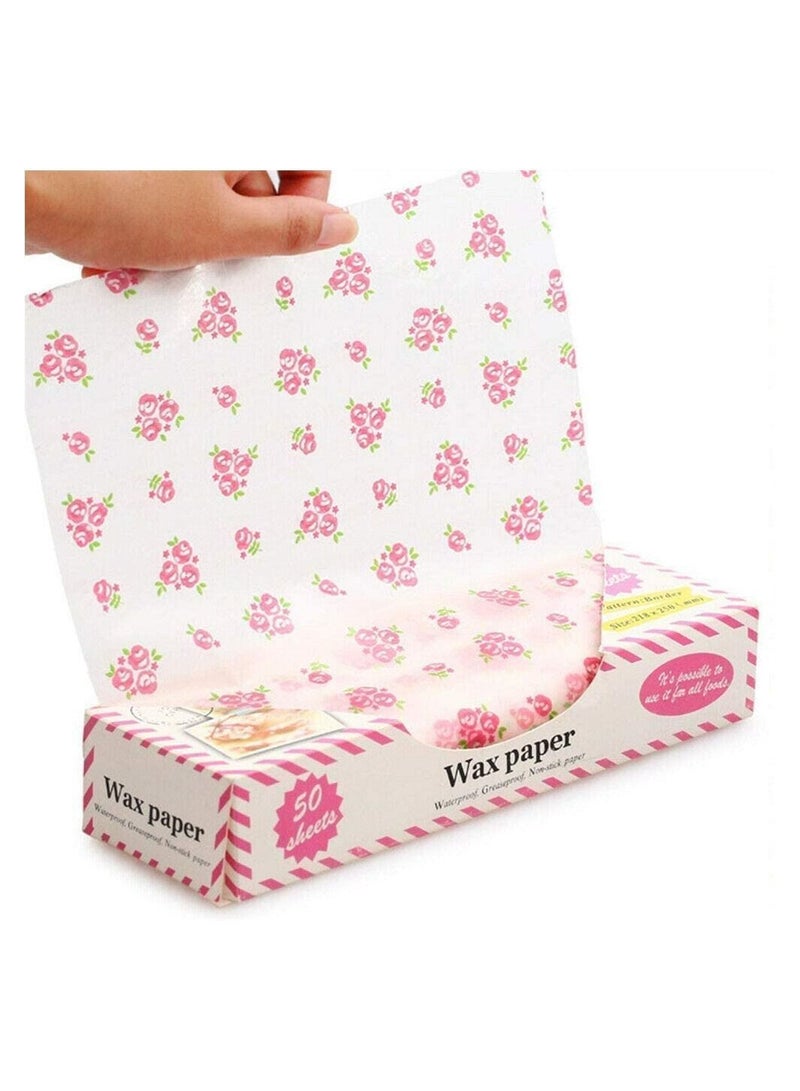 Y&D 50 Sheets Grease Resistant Wax Paper Food Picnic Waterproof Dry Burger Liner Packing Tissue - Image 1