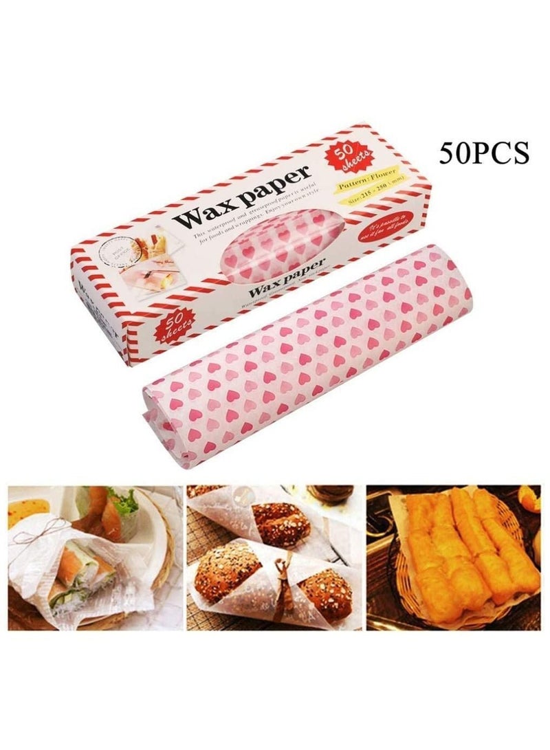 Y&D 50 Sheets Grease Resistant Wax Paper Food Picnic Waterproof Dry Burger Liner Packing Tissue - Image 2