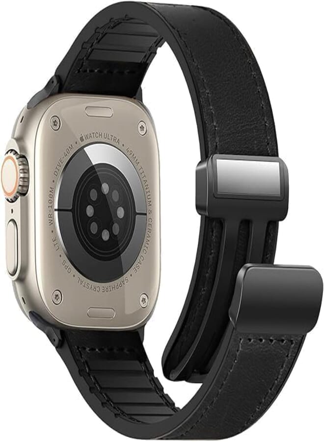 Next store Leather Band - Magnetic Folding Strap Compatible with Apple Watch Ultra 49mm 45mm 44mm 42mm, for iWatch Ultra SE 2 Series 8 7 6 5 4 3 2 1 for Men Women