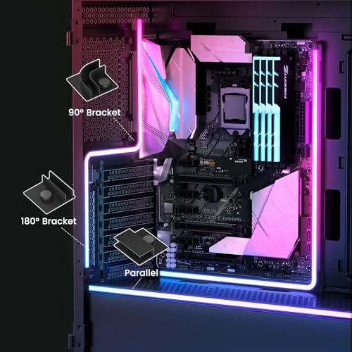 Vetroo LED Strip for PC, 21.7-inch 5V 3-Pin ARGB Light Bar, Chassis Lighting for Aura SYNC, Gigabyte RGB Fusion, MSI Mystic Light Sync with 8 Bracket - Image 5