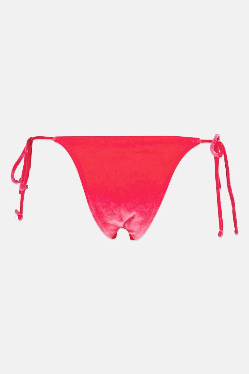 Bershka Women Textured Tie Closure Bikini Bottom, Fuchsia - Image 3