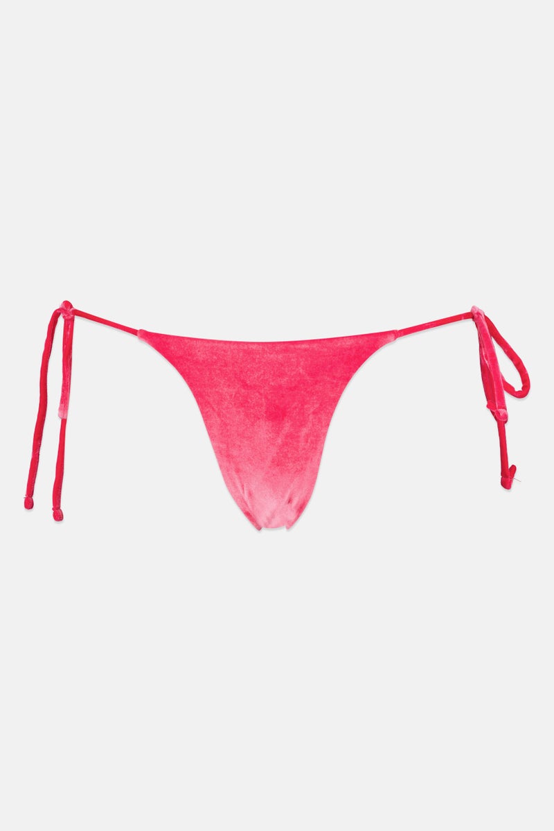 Bershka Women Textured Tie Closure Bikini Bottom, Fuchsia - Image 2