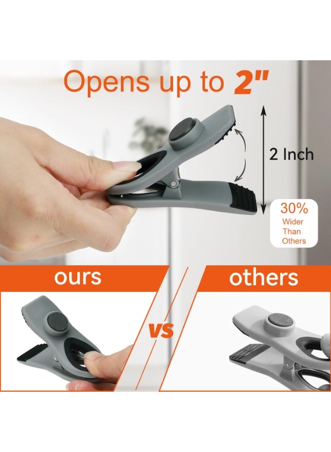 HOMESTAR 12-Piece Magnetic Food Bag Clips Set - Multi-Functional Refrigerator Magnet Clips And Household Snack Moisture-Proof Sealing Clips, Food-Grade Simple Plastic Bag Clips, Chip Clips，Strong Adsorption Easy Storage , Multicolour ,(Size 7.5*3.4*4.5 Cm) - Image 2