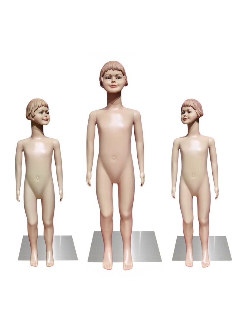 أورتوك 1 قطعة مانيكان أطفال مانيكان أنثى كامل الجسم، مانيكان طفل واقعي 110 سم مع رأس ويدين قابلة للفصل والتدوير، مانيكان بلاستيكي متين من البلاستيك للإناث قاعدة معدنية لحامل عرض ملابس الأطفال - Image 1